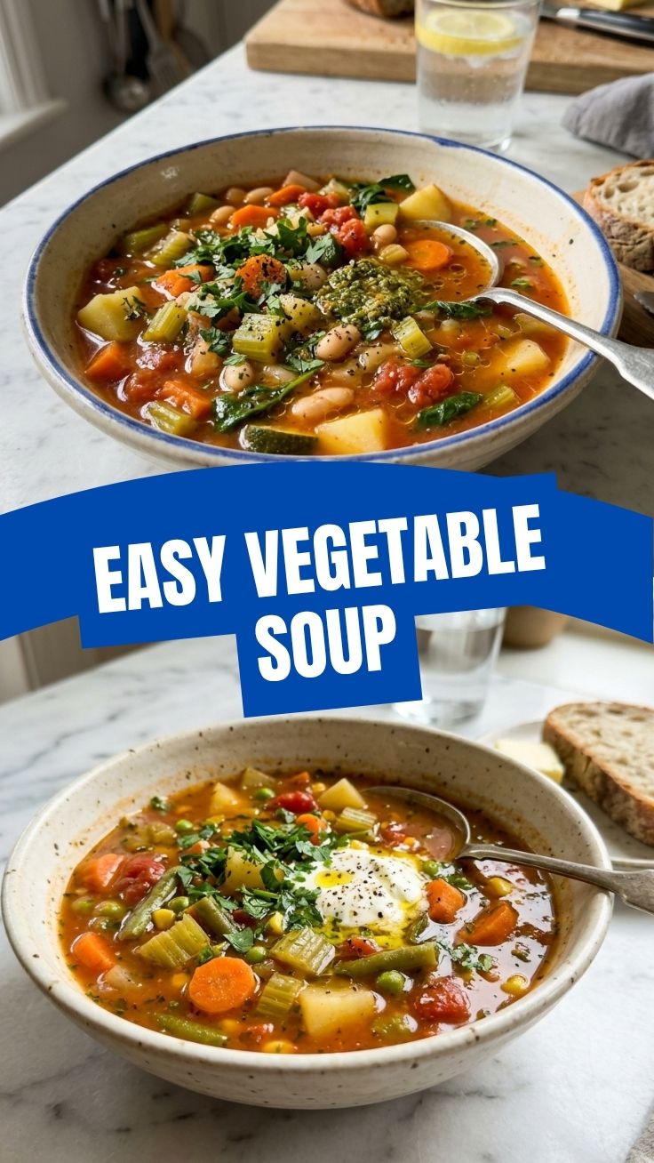 Hearty Vegetable Soup in a rustic bowl