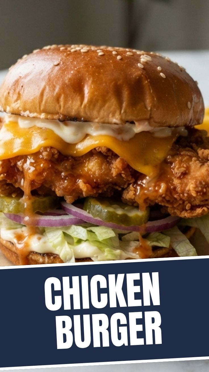 A perfectly grilled chicken burger with fresh toppings.