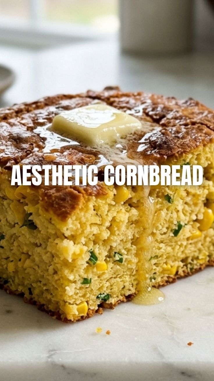 A freshly baked loaf of cornbread with a golden crust
