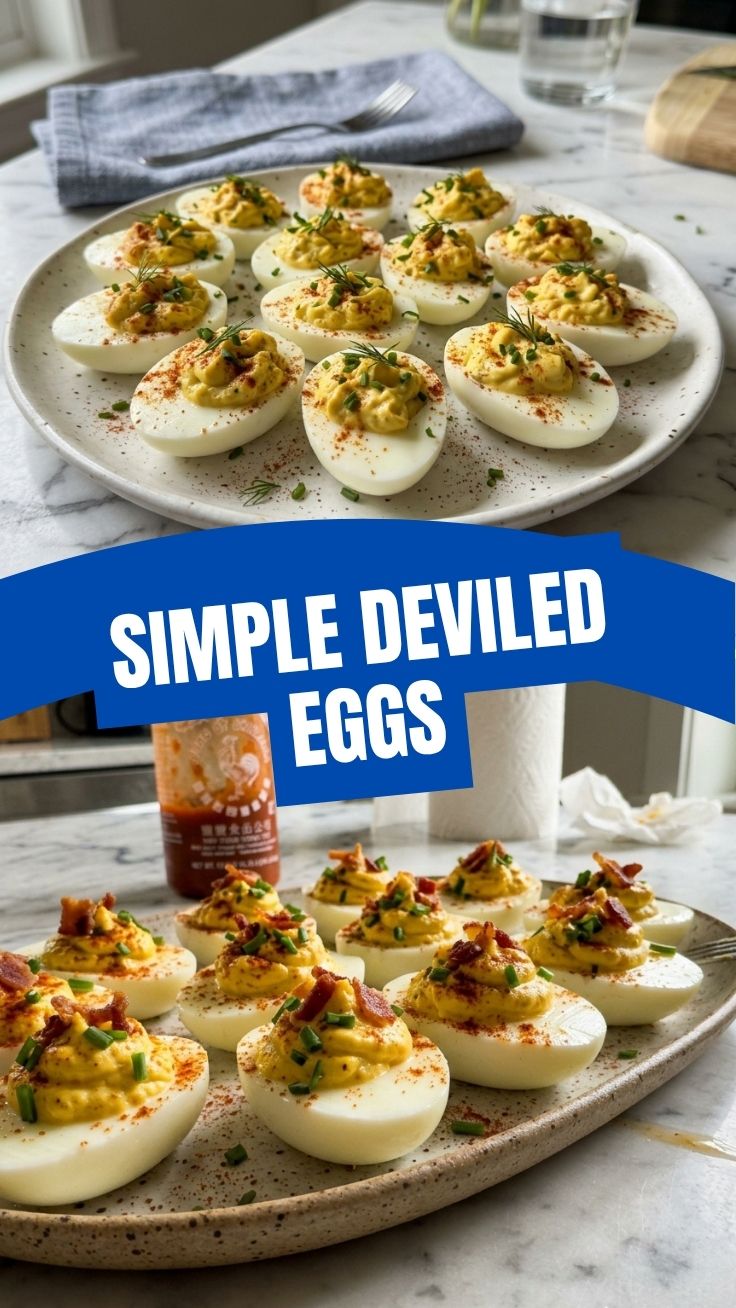 A platter of perfectly prepared deviled eggs with a sprinkle of paprika.