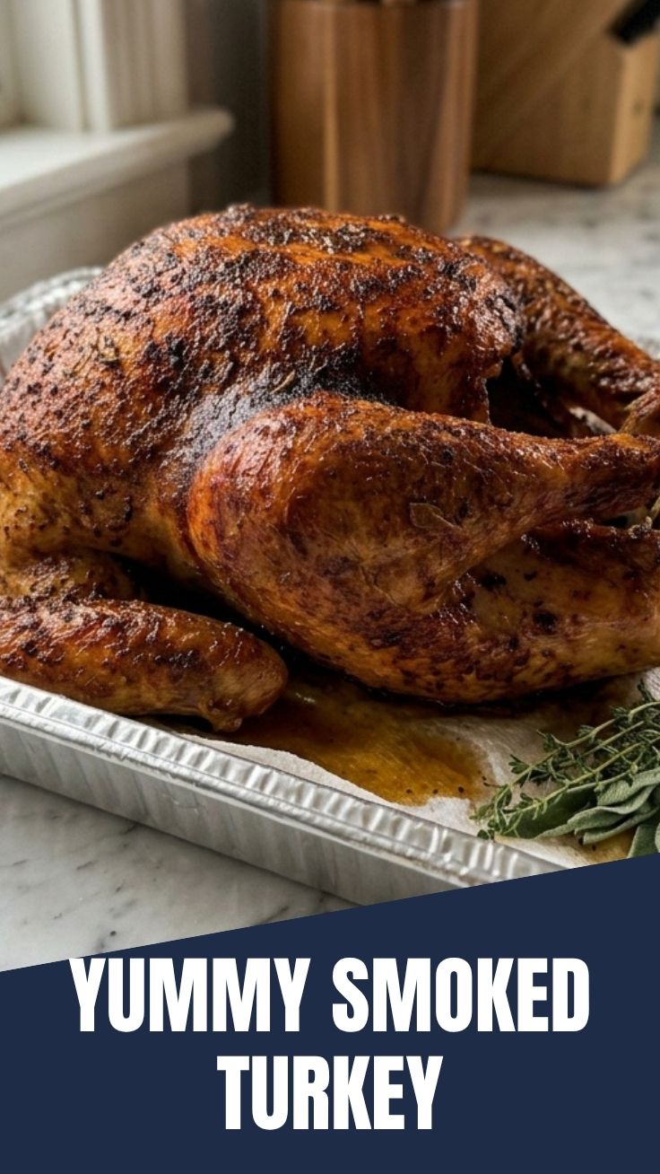 Perfectly smoked turkey with golden crispy skin