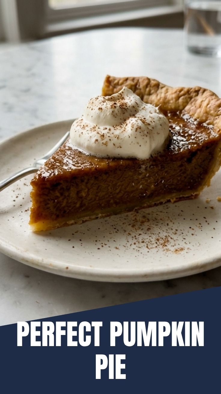 A freshly baked whole pumpkin pie with a golden crust
