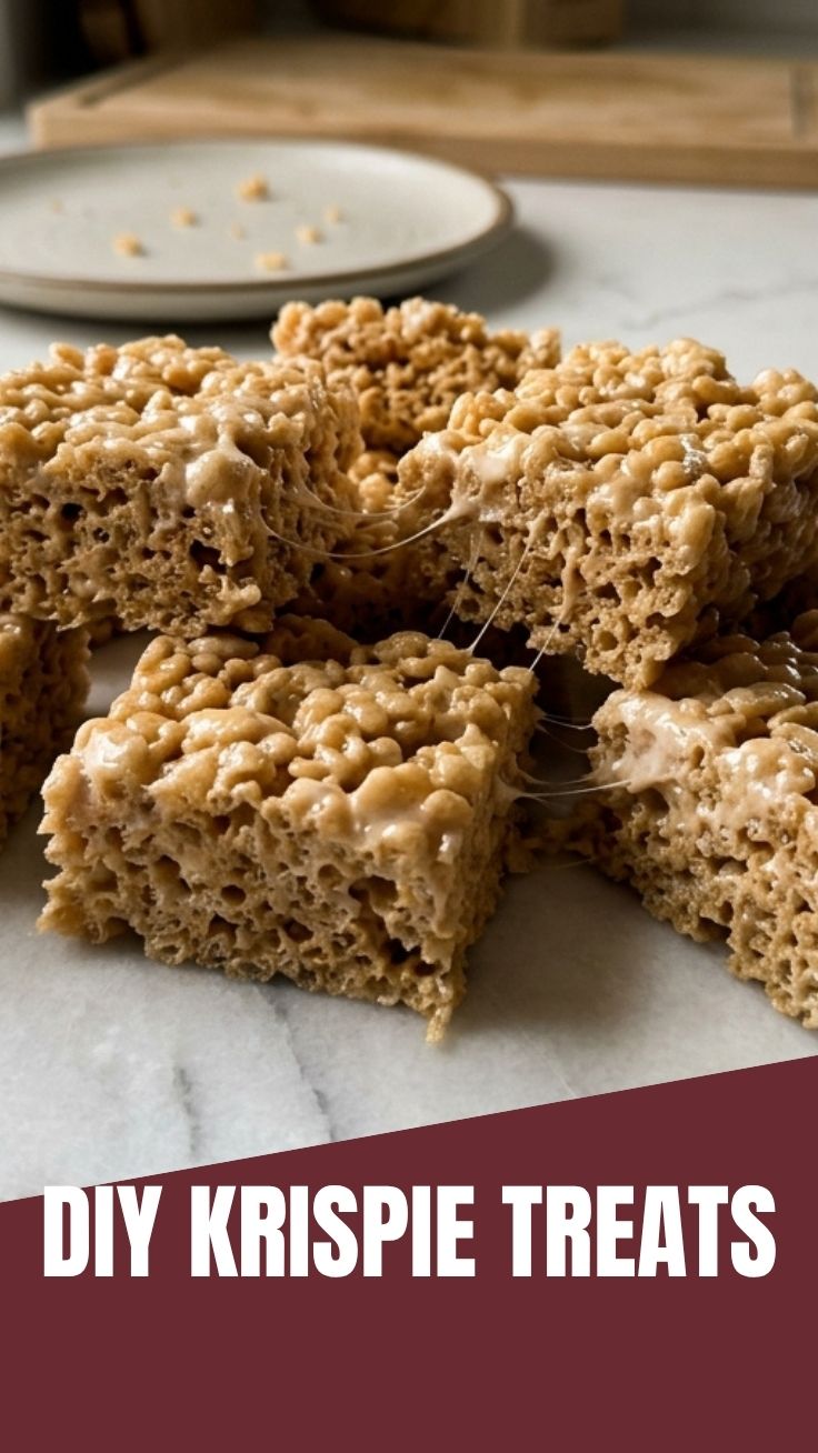 A close-up of freshly made Rice Krispie Treats showcasing their crispy texture.