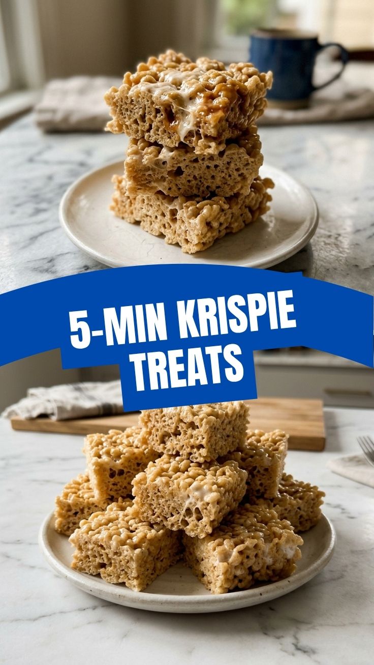 A stack of delicious Rice Krispie Treats with melted marshmallows