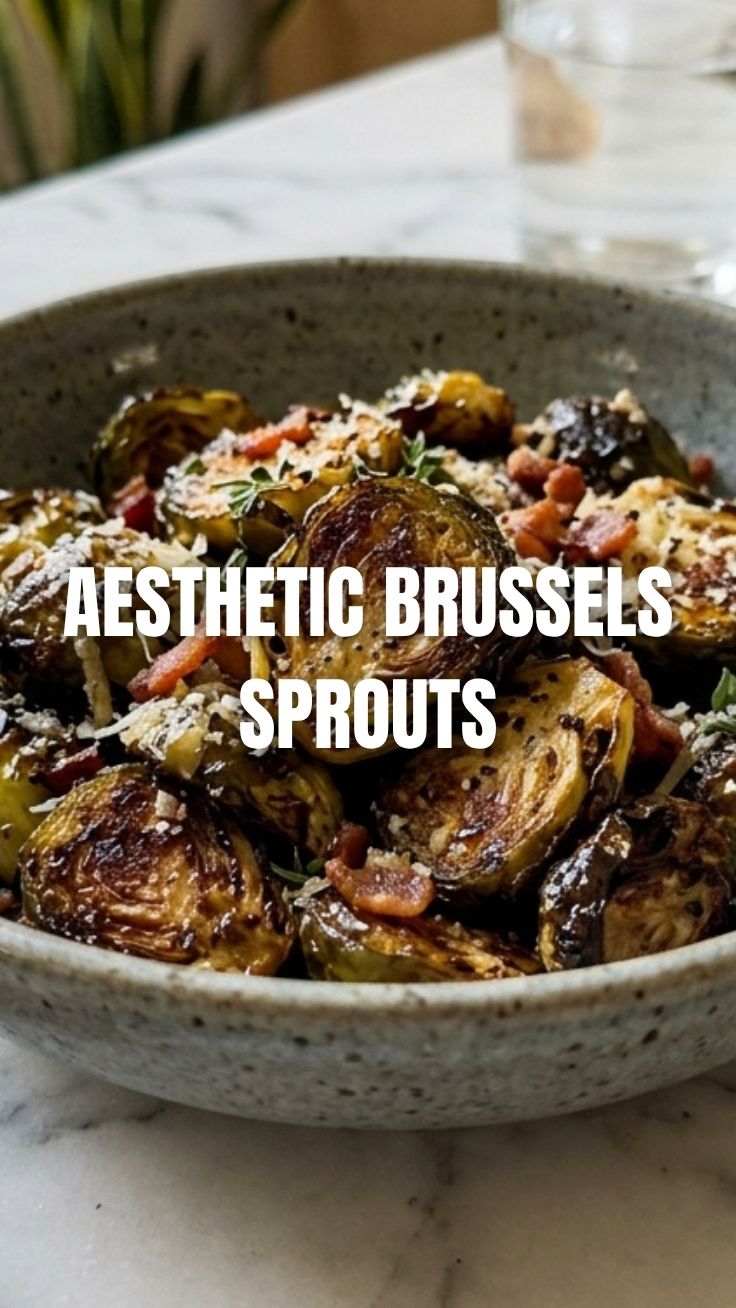 Crispy golden brown roasted Brussels sprouts with caramelized edges