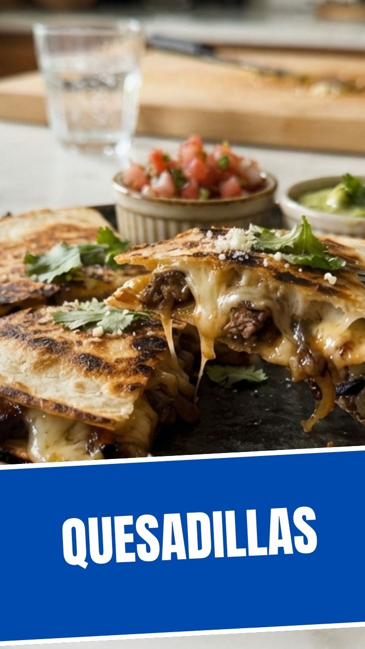 Golden-brown quesadillas served fresh and hot