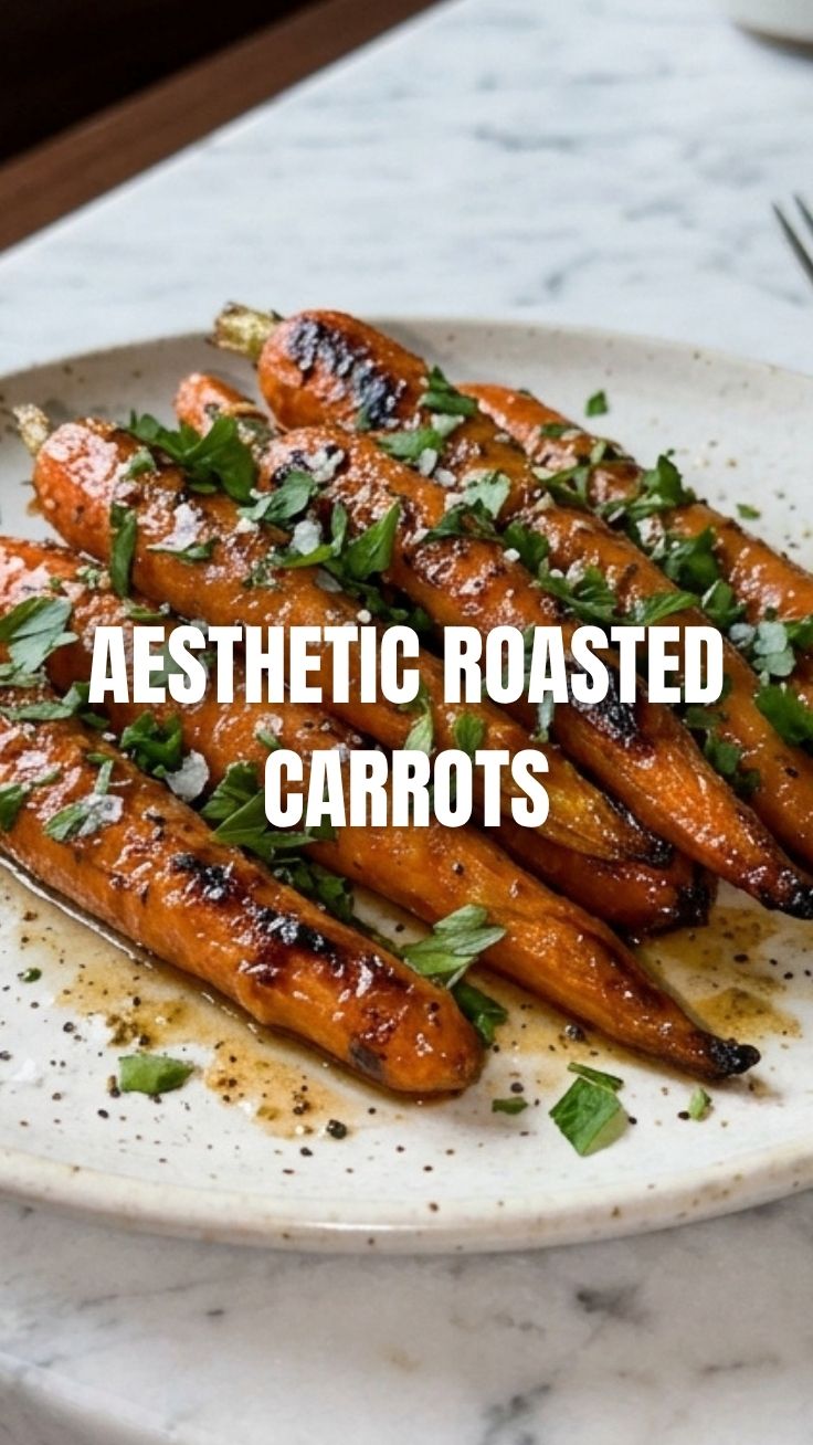 Perfectly caramelized roasted carrots on a baking sheet