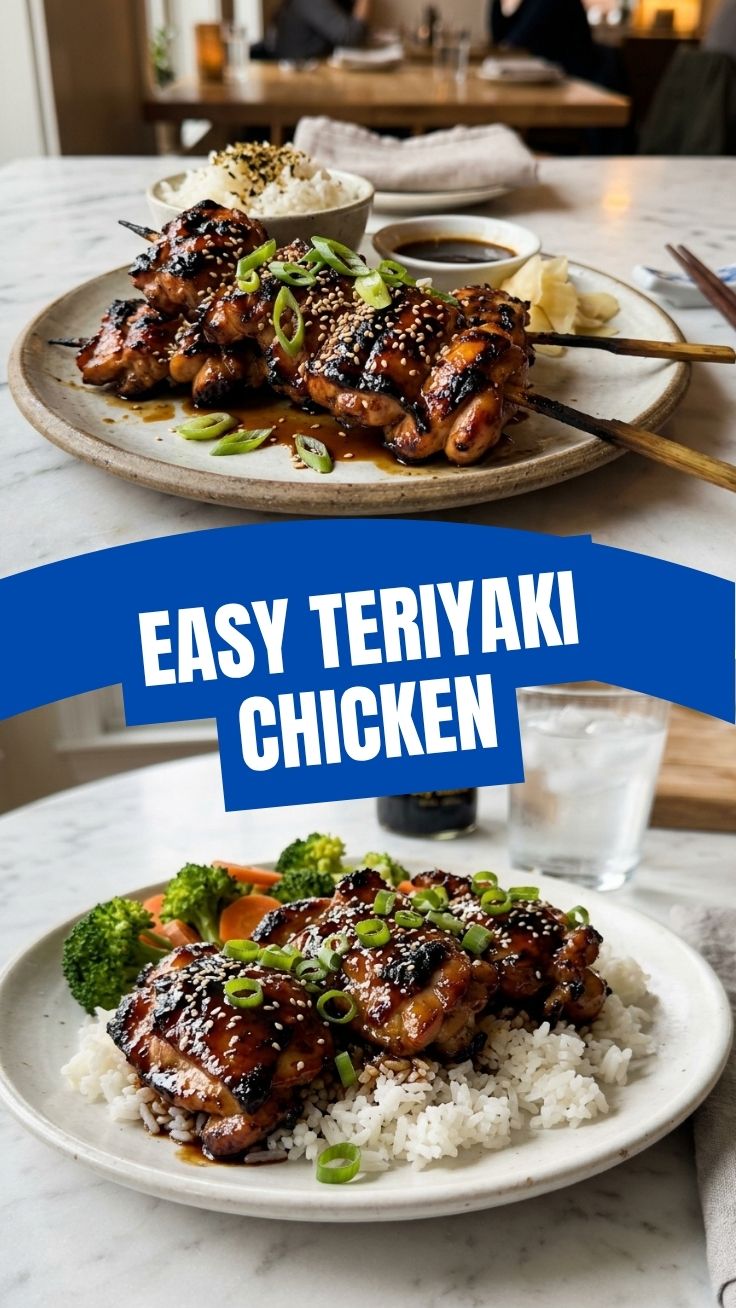 A plate of glistening teriyaki chicken, garnished with sesame seeds.