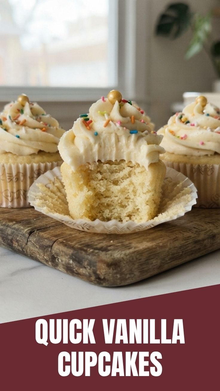 Vanilla cupcakes with frosting