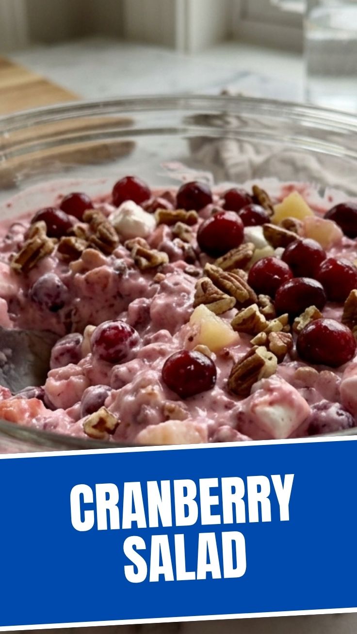 A bowl of fresh cranberry salad with mixed greens.