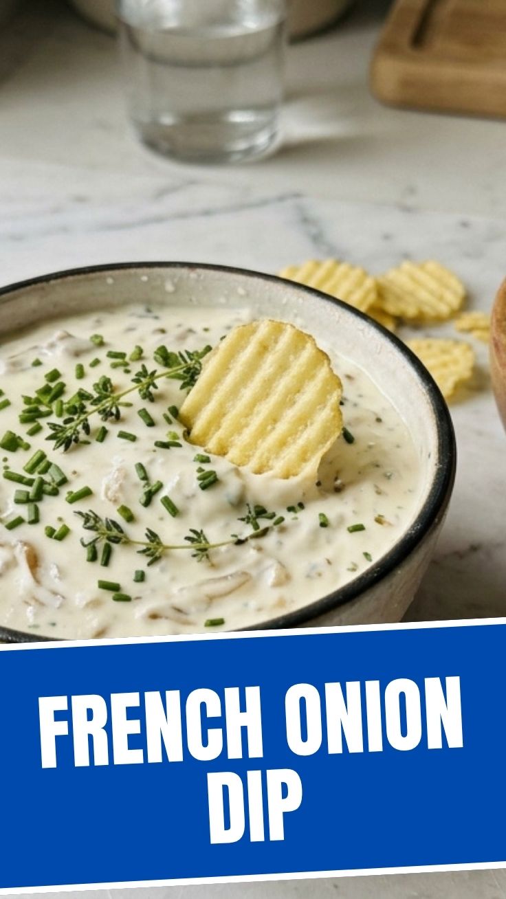 Delicious French Onion Dip in a serving bowl