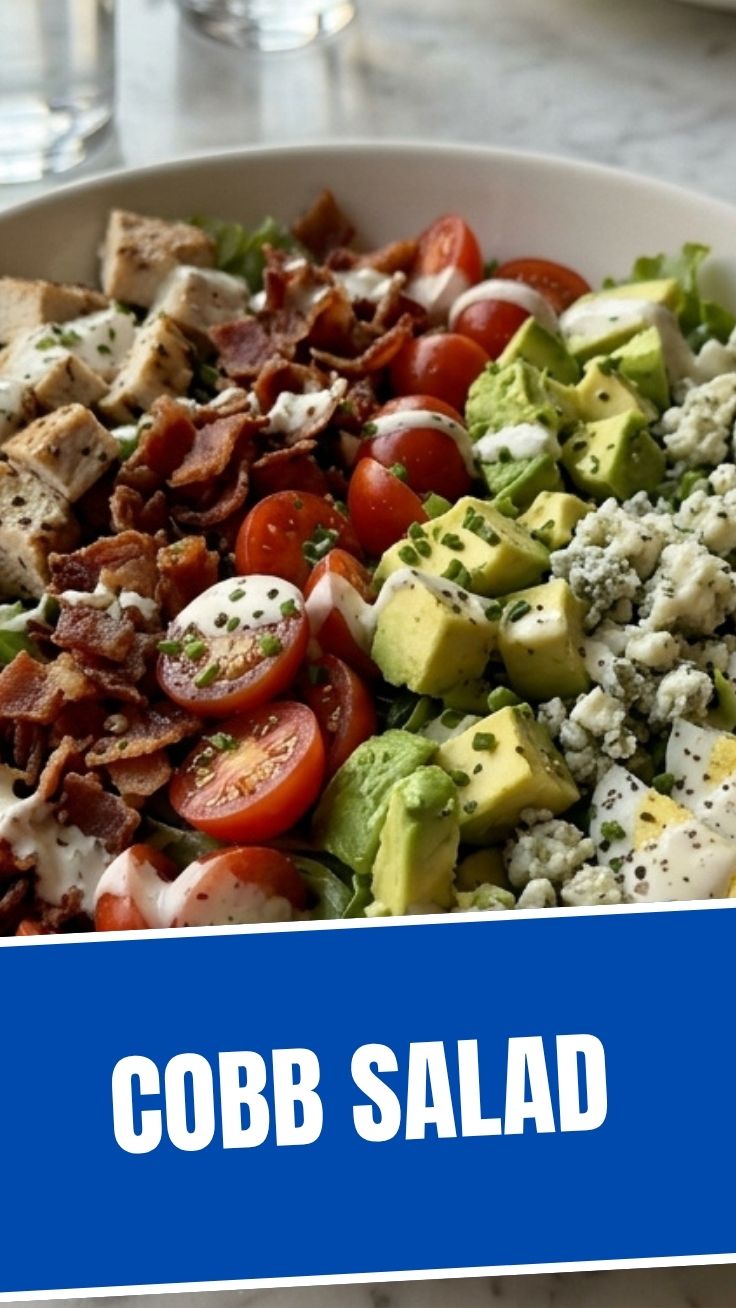 A vibrant Cobb salad with fresh greens and toppings