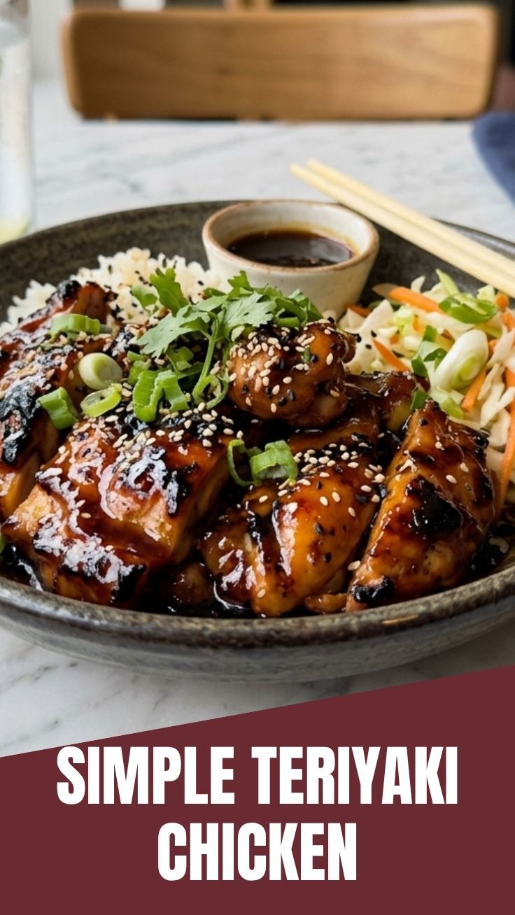 A serving of glazed teriyaki chicken with sesame seeds